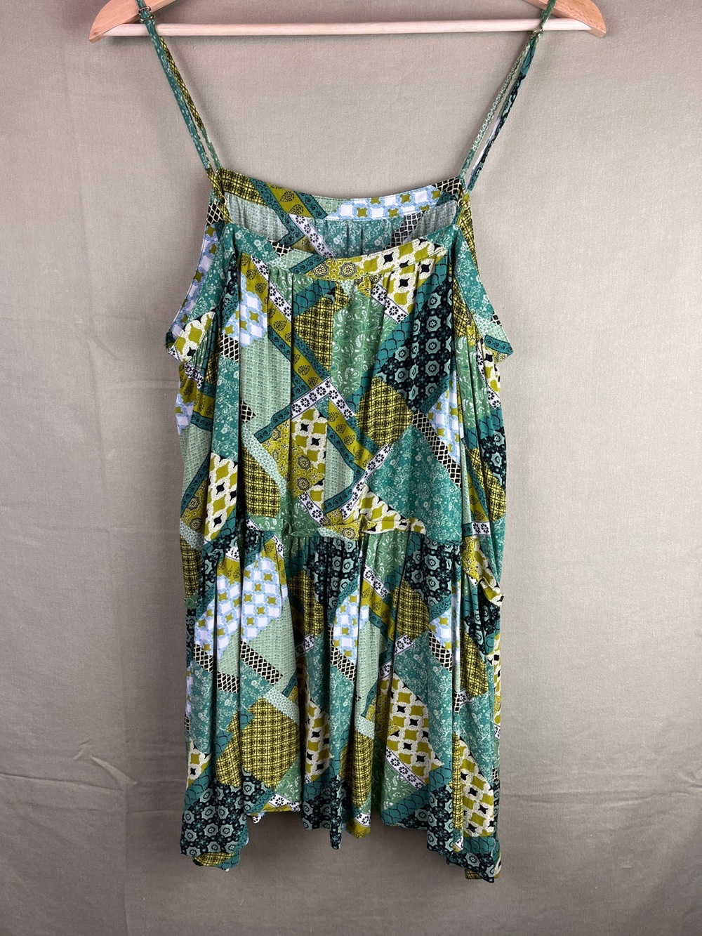 Cottage-core Patchwork Print Spaghetti Strap Summer Tunic - Picture 2 of 4